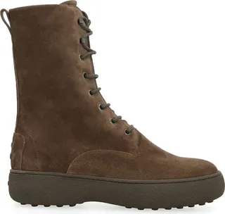 Lace-up Suede Ankle Boots