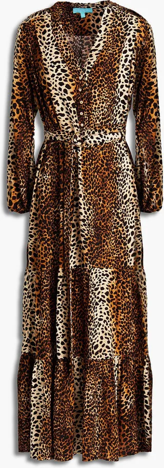 Sonja belted leopard-print mousseline maxi dress