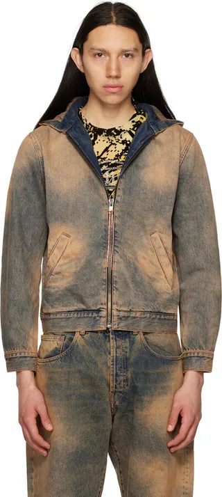 Aries Brown Hooded Denim Jacket
