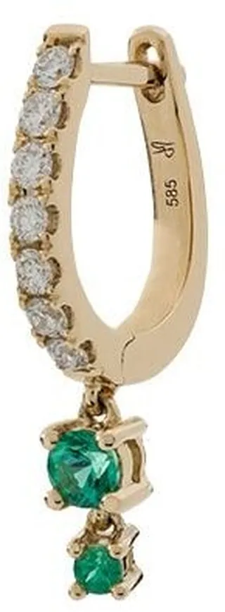 14kt Yellow Gold Graduated Emerald Diamond Earring