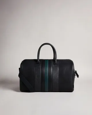 Striped Pu Holdall in Black