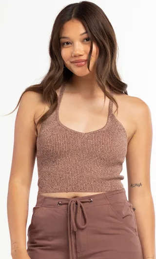 FULL TILT Womens Space Dye Halter Top
