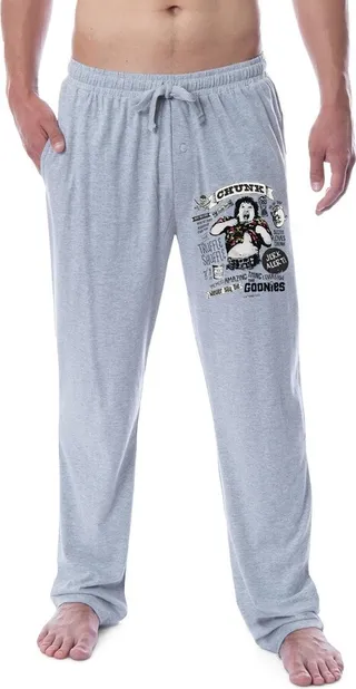 The Goonies Mens' Movie Film Sloth Chunk Sayings Sleep Pajama Pants (Medium) Grey
