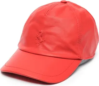Embossed-Logo Leather Cap