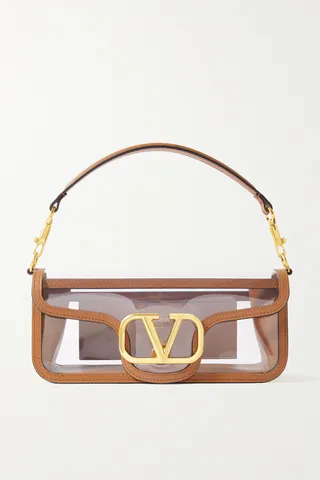 Valentino Garavani - Valentino Garavani Locò Pvc And Leather Shoulder Bag - Brown