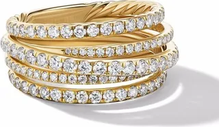 18kt yellow gold Crossover diamond ring