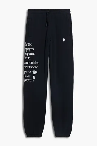 Embroidered printed French cotton-blend terry sweatpants