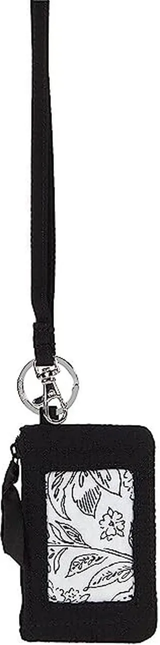 Vera Bradley Microfiber Zip ID Case and Lanyard Combo (Classic Black 1) Wallet
