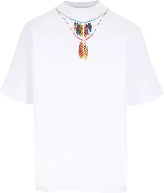 Marcelo Burlon County Of Milan Feather Necklace Crewneck T-Shirt