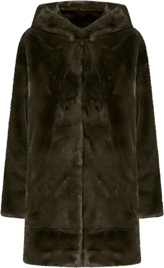 DKNY Faux Fur Hooded Coat