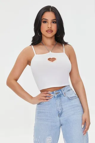 Heart Cutout Chain Cropped Cami