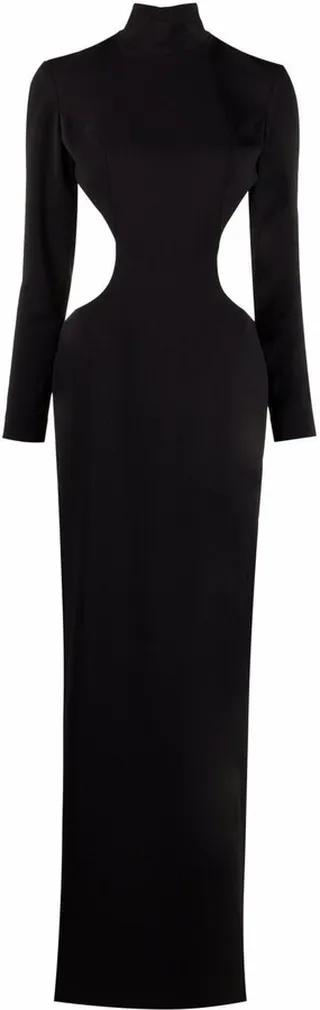 MONOT- Slit Detail Silk Crepe Long Dress