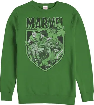 Men's Marvel Avengers Shield Sweatshirt - Kelly Green - Small