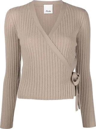 V-neck cashmere wrap cardigan