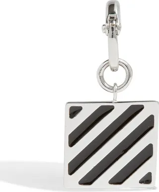 Silver-tone enamel earring
