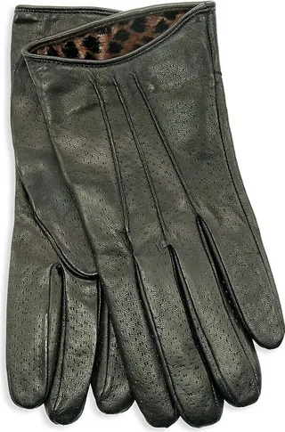 Half Moon Perforated Leather Short Gloves