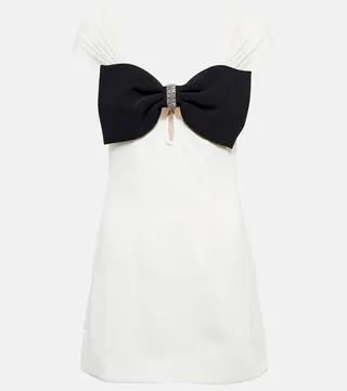 Bow-embellished crepe minidress