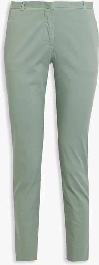 Cropped cotton-blend twill slim-leg pants