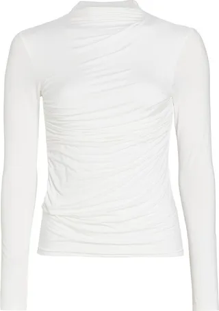 Draped Jersey Mock Turtleneck Top