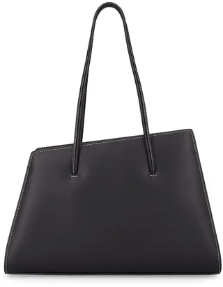 Slanted leather tote bag