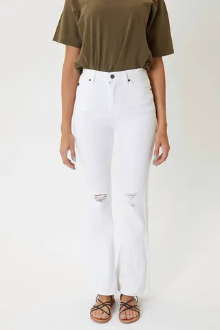High Rise Bootcut in White
