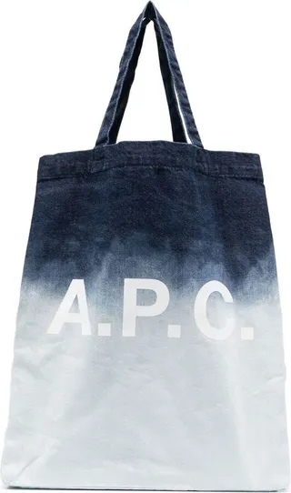 Logo-Print Bleached Denim Tote Bag