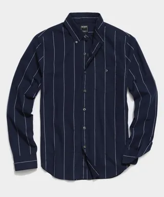 Slim Fit Favorite Poplin Shirt in Navy Pencil Stripe