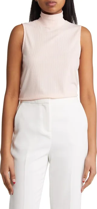 Portofino Sleeveless Rib Turtleneck Top