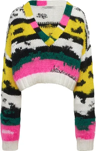 Mohair blend knit v neck sweater
