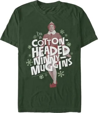 Men's Elf Cotton-Headed Ninny Muggins Buddy T-Shirt - Dark Green - X Large