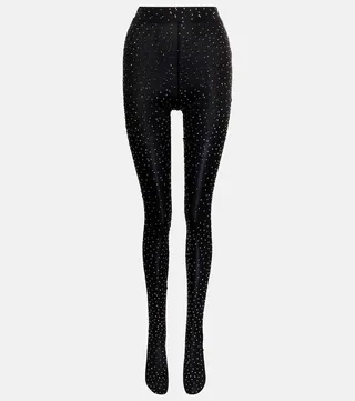 Crystal-embellished tights