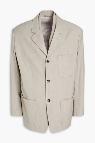Mélange wool-blend blazer