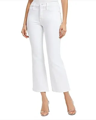 Good American Good Legs High Rise Cropped Mini Bootcut Jeans in W001