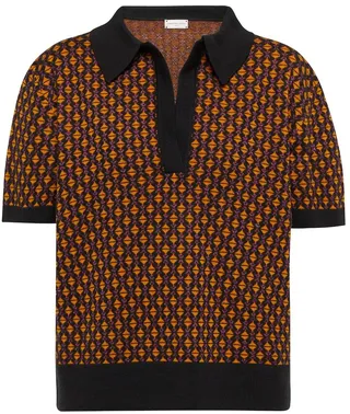 Jacquard wool-blend polo shirt