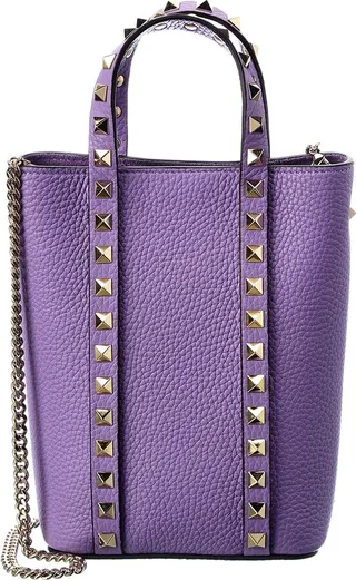 Valentino Rockstud Grainy Leather Tote