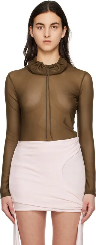 TheOpen Product Brown Drawstring Turtleneck