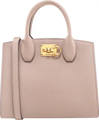 Nude Handbag from Ferragamo Leather handbag with iconic metal Gancino