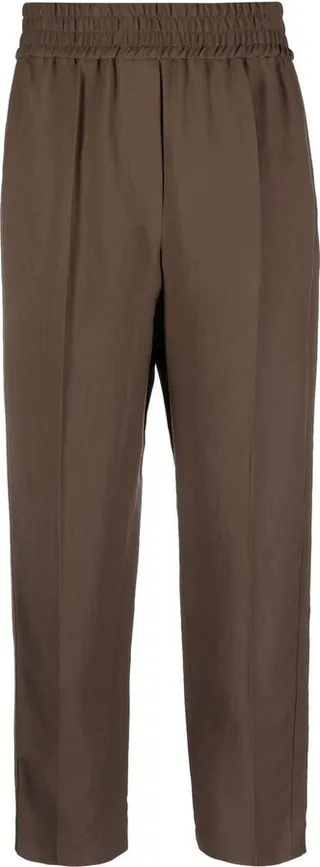 Elasticated Straight-Leg Trousers