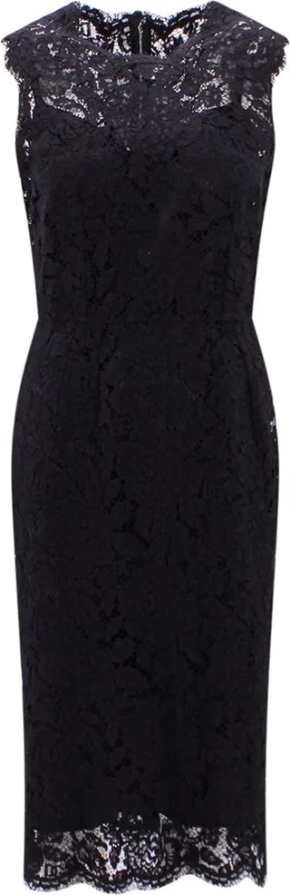 Logoed stretch lace longuette dress