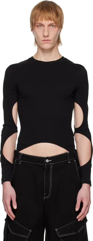 Dion Lee SSENSE Exclusive Black Split Tie Long Sleeve T-Shirt