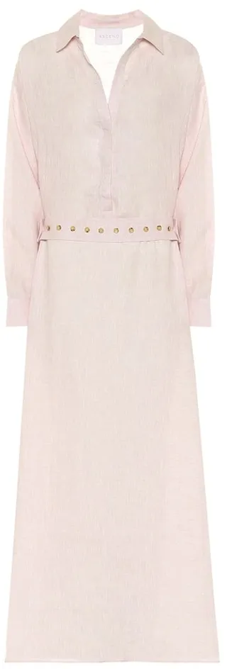 Porto linen maxi shirt dress