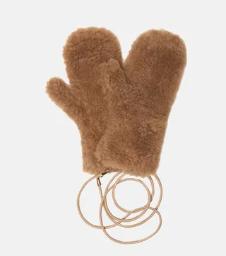 Ombrato camel hair and silk mittens