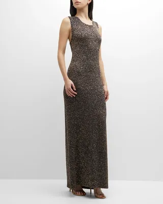 Sequin Knit Crossover Gown