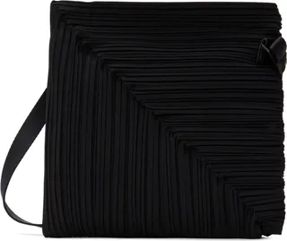 Pleats Please Issey Miyake Black Diagonal Pleats Tote