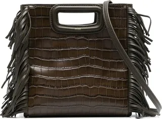 Croc-Effect Fringed Bag