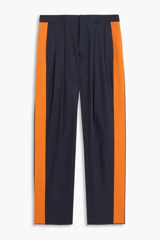 Straight-fit pleated cotton-poplin pants