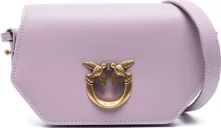 'love Baby Click Exagon' Light Purple Shoulder Bag With Logo Patch In Smooth Leather Woman Pinko