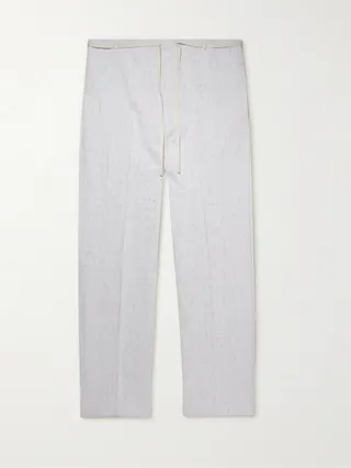 Wide-Leg Linen Drawstring Trousers