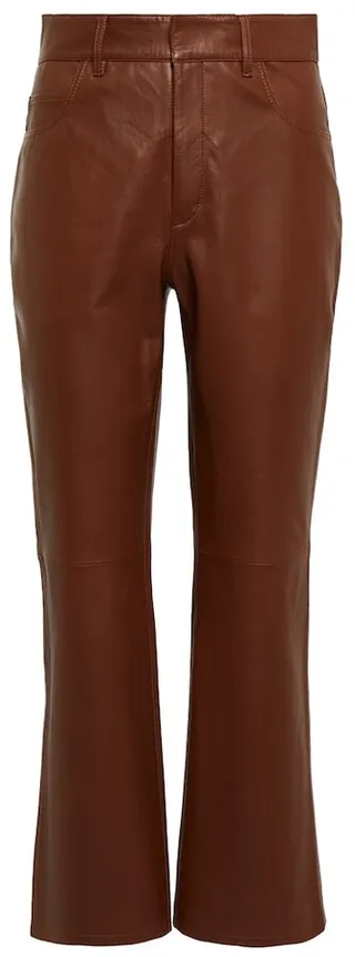High-rise straight leather pants