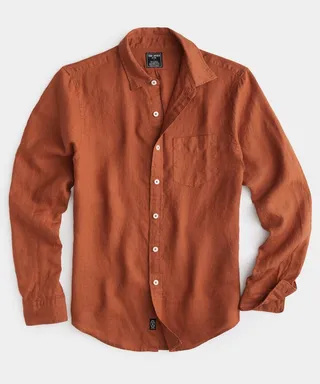 Slim Fit Sea Soft Irish Linen Shirt in Antique Clay